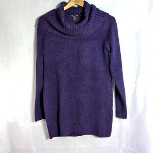 Cowl collar long sleeve Tunic sweater by H&M Purple multi color sz S